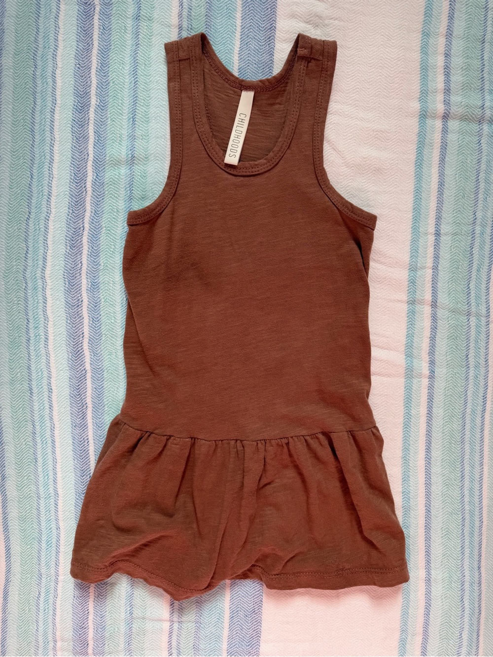 Kids' Brown Tank Dress with Ruffle Skirt